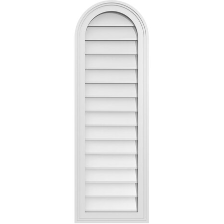 Ekena Millwork Round Top Surface Mount PVC Gable Vent w/ 2"W x 1-1/2"P Brickmould Frame, 14"W x 42"H GVPRT14X4202SN